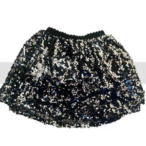 2 Girls size 6 Sequin Skirts (blk and unicorn tone)